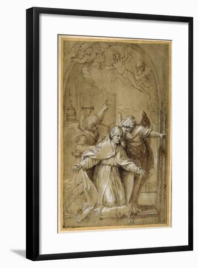 St Gregory Attended by Angels Praying for Souls in Purgatory-Annibale Carracci-Framed Giclee Print