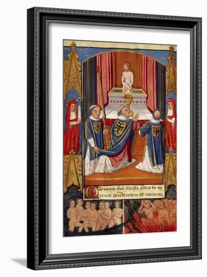 St Gregory's Five Sermons, Miniature from the Book of Hours-null-Framed Giclee Print