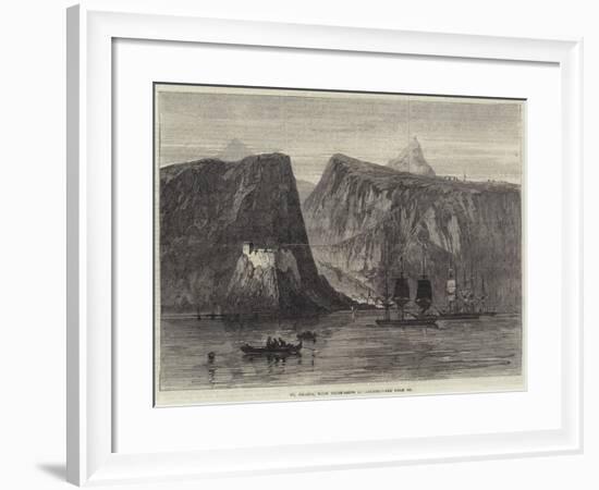 St Helena, with Troop-Ships at Anchor-null-Framed Giclee Print