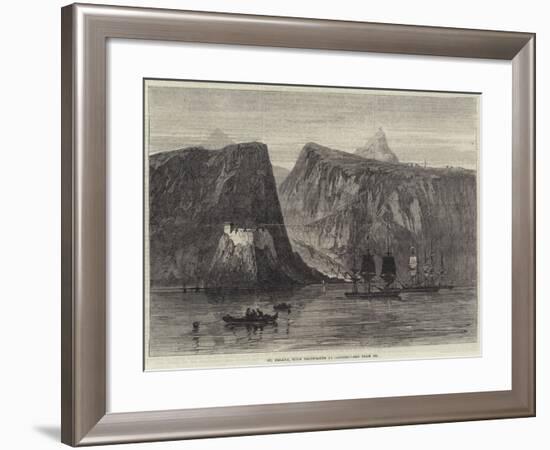 St Helena, with Troop-Ships at Anchor-null-Framed Giclee Print