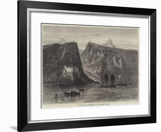 St Helena, with Troop-Ships at Anchor-null-Framed Giclee Print