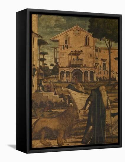 St Hieronymus Leads the Lion to the Monastery-Vittore Carpaccio-Framed Premier Image Canvas