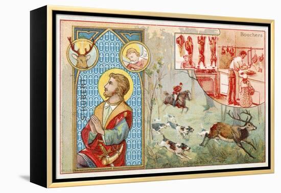 St Hubert, Patron Saint of Hunters-null-Framed Premier Image Canvas