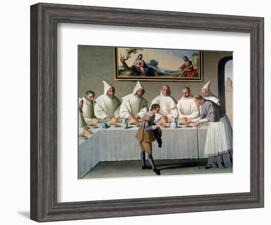 St. Hugh of Cluny in the Refectory of the Carthusians, 1633-Francisco de Zurbarán-Framed Giclee Print