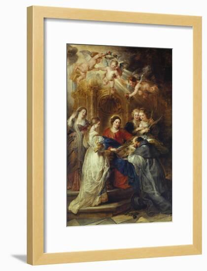 St. Ildefonso Altarpiece, Central Panel Depicting Virgin Mary Presenting a Liturgical Robe-Peter Paul Rubens-Framed Giclee Print