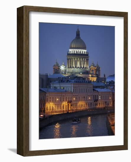 St. Isaac's Cathedral Rises Above the Moyka River in Downtown St. Petersburg, Russia, May 2006.-null-Framed Photographic Print