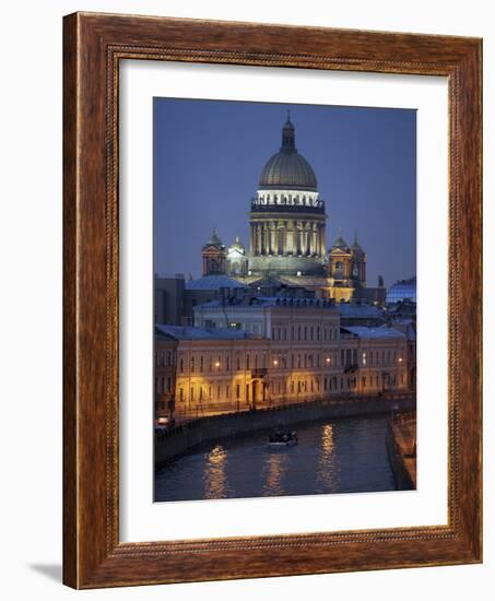 St. Isaac's Cathedral Rises Above the Moyka River in Downtown St. Petersburg, Russia, May 2006.-null-Framed Photographic Print