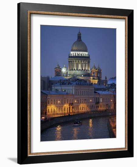 St. Isaac's Cathedral Rises Above the Moyka River in Downtown St. Petersburg, Russia, May 2006.-null-Framed Photographic Print