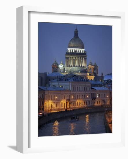 St. Isaac's Cathedral Rises Above the Moyka River in Downtown St. Petersburg, Russia, May 2006.-null-Framed Photographic Print