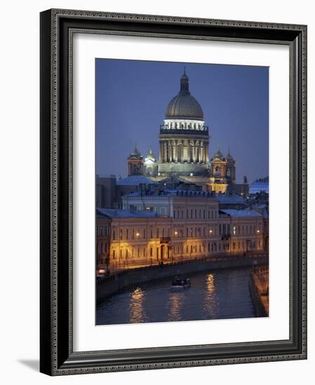 St. Isaac's Cathedral Rises Above the Moyka River in Downtown St. Petersburg, Russia, May 2006.-null-Framed Photographic Print