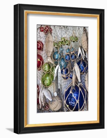 St Ives, Cornwall, England. Display of Crafts and Gifts for Sale in a Shop-Paul Harris-Framed Photographic Print