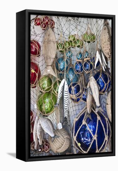 St Ives, Cornwall, England. Display of Crafts and Gifts for Sale in a Shop-Paul Harris-Framed Premier Image Canvas