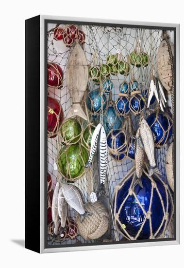 St Ives, Cornwall, England. Display of Crafts and Gifts for Sale in a Shop-Paul Harris-Framed Premier Image Canvas