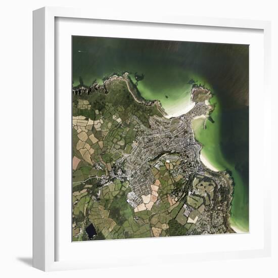 St Ives, Cornwall, UK, Satellite Image-Getmapping Plc-Framed Premium Photographic Print