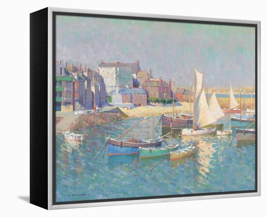 St. Ives Harbour - Waterfront-Arthur Hayward-Framed Stretched Canvas