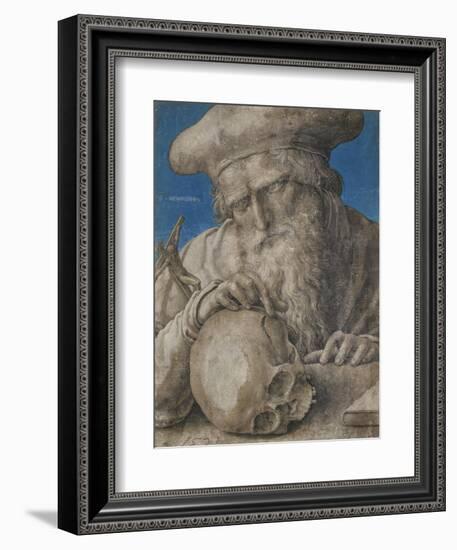 St Jerome, 1521 (Black Chalk with Finely Hatched Brushwork and Blue Ground)-Lucas van Leyden-Framed Giclee Print