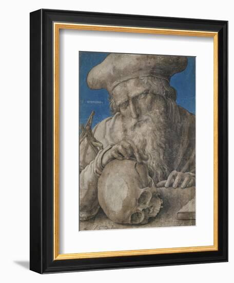 St Jerome, 1521 (Black Chalk with Finely Hatched Brushwork and Blue Ground)-Lucas van Leyden-Framed Giclee Print