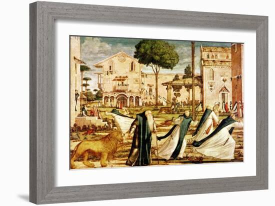 St. Jerome and Lion in the Monastery, 1501-09-Vittore Carpaccio-Framed Giclee Print