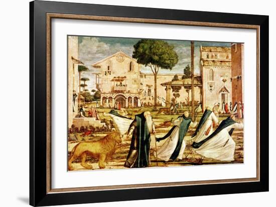 St. Jerome and Lion in the Monastery, 1501-09-Vittore Carpaccio-Framed Giclee Print