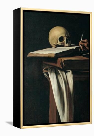 St. Jerome (Detail of skull)-Caravaggio-Framed Stretched Canvas