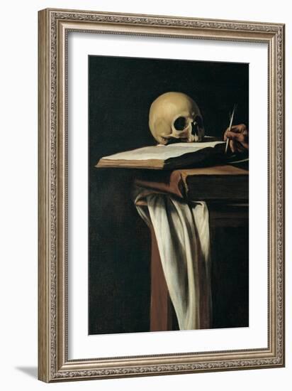 St. Jerome (Detail of skull)-Caravaggio-Framed Premium Giclee Print