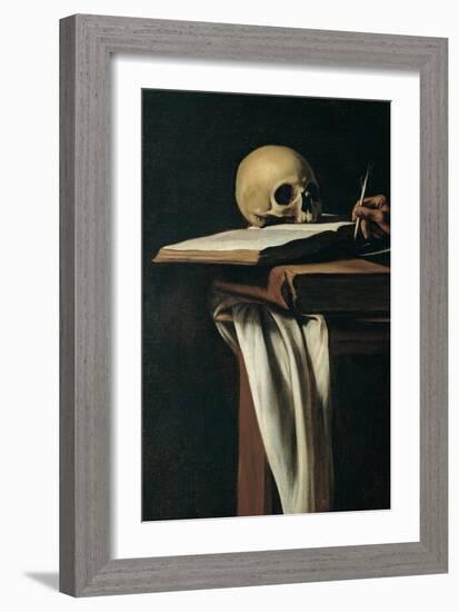 St. Jerome (Detail of skull)-Caravaggio-Framed Premium Giclee Print