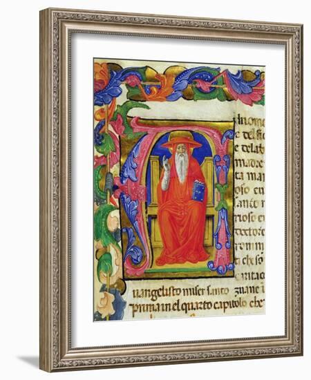St. Jerome, from a Mariegola of the Lay Guild of St. Jeroma, C.1400-Italian School-Framed Giclee Print