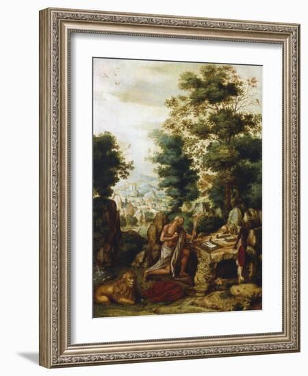 St Jerome in a Landscape, C1530-C1550-Herri Met De Bles-Framed Giclee Print