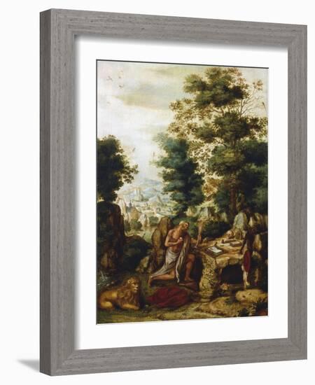 St Jerome in a Landscape, C1530-C1550-Herri Met De Bles-Framed Giclee Print