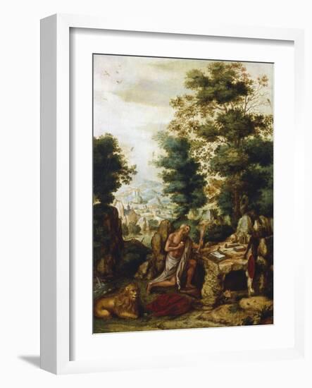 St Jerome in a Landscape, C1530-C1550-Herri Met De Bles-Framed Giclee Print