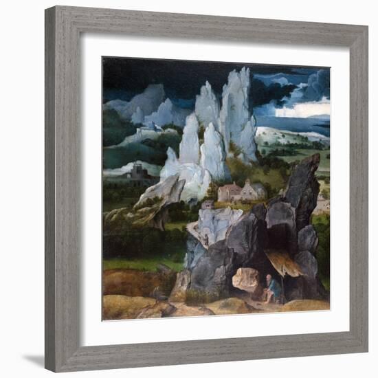 St. Jerome in a Rocky Landscape, c.1515-Joachim Patenier or Patinir-Framed Giclee Print