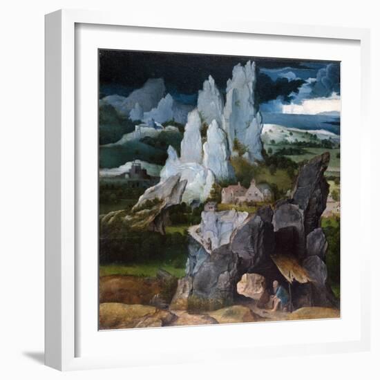 St. Jerome in a Rocky Landscape, c.1515-Joachim Patenier or Patinir-Framed Giclee Print