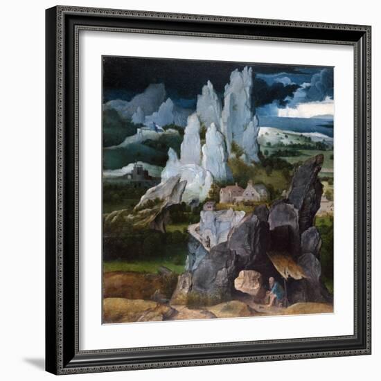 St. Jerome in a Rocky Landscape, c.1515-Joachim Patenier or Patinir-Framed Giclee Print