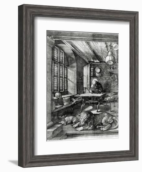 St. Jerome in His Study, 1514 (Engraving)-Albrecht Dürer-Framed Giclee Print