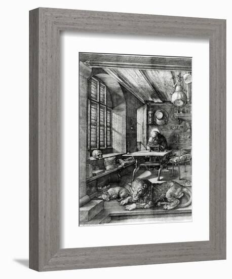 St. Jerome in His Study, 1514 (Engraving)-Albrecht Dürer-Framed Giclee Print