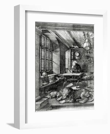 St. Jerome in His Study, 1514 (Engraving)-Albrecht Dürer-Framed Giclee Print