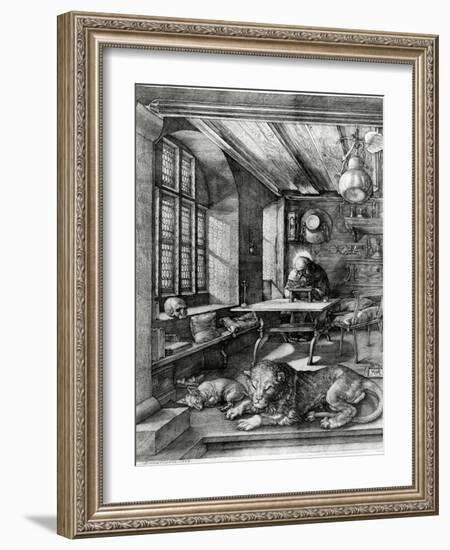 St. Jerome in His Study, 1514 (Engraving)-Albrecht Dürer-Framed Giclee Print