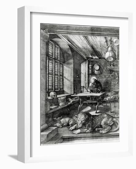 St. Jerome in His Study, 1514 (Engraving)-Albrecht Dürer-Framed Giclee Print