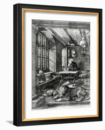 St. Jerome in His Study, 1514 (Engraving)-Albrecht Dürer-Framed Giclee Print