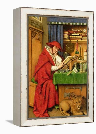 St. Jerome in His Study (Oil on Linen Paper on Panel)-Jan van Eyck-Framed Premier Image Canvas