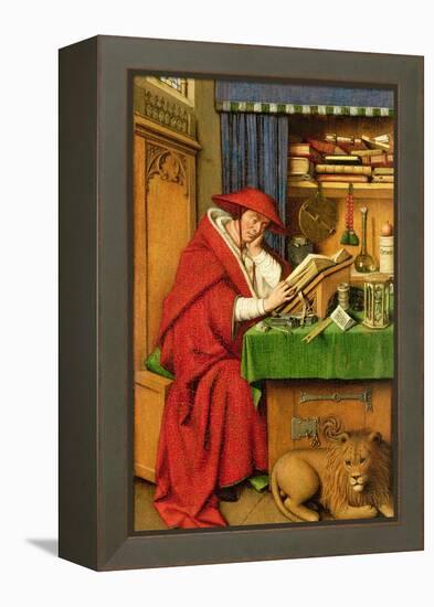 St. Jerome in His Study (Oil on Linen Paper on Panel)-Jan van Eyck-Framed Premier Image Canvas