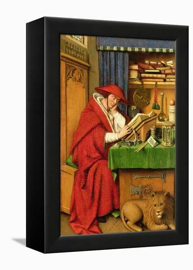 St. Jerome in His Study (Oil on Linen Paper on Panel)-Jan van Eyck-Framed Premier Image Canvas