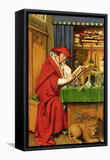 St. Jerome in His Study (Oil on Linen Paper on Panel)-Jan van Eyck-Framed Premier Image Canvas