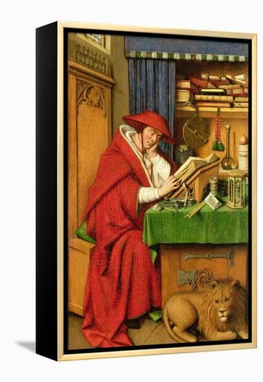 St. Jerome in His Study (Oil on Linen Paper on Panel)-Jan van Eyck-Framed Premier Image Canvas