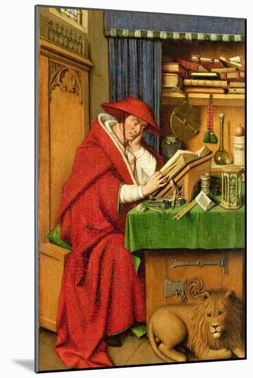 St. Jerome in His Study (Oil on Linen Paper on Panel)-Jan van Eyck-Mounted Giclee Print