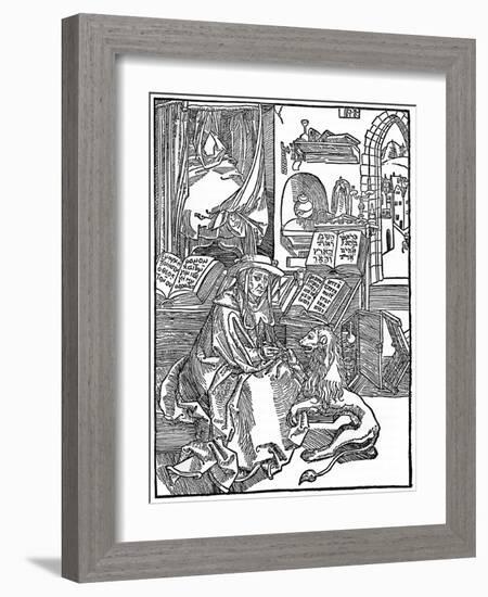 St Jerome in His Study Pulling a Thorn from a Lion's Paw, 1492-Albrecht Durer-Framed Giclee Print