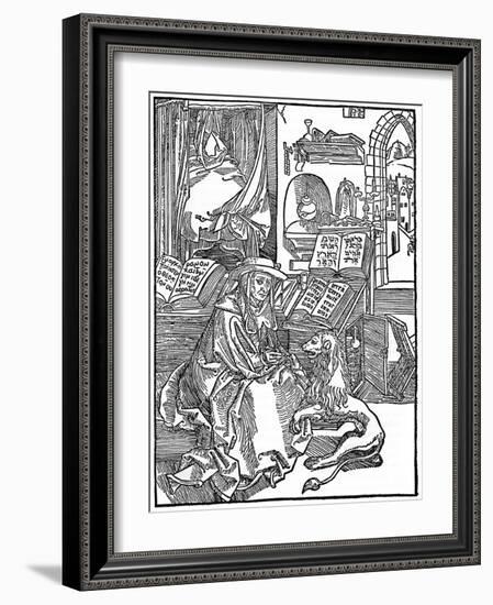 St Jerome in His Study Pulling a Thorn from a Lion's Paw, 1492-Albrecht Durer-Framed Giclee Print