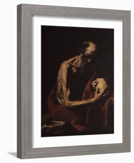 St. Jerome in Meditation-Jusepe de Ribera-Framed Art Print