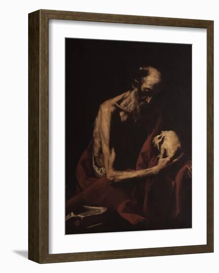 St. Jerome in Meditation-Jusepe de Ribera-Framed Art Print