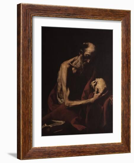 St. Jerome in Meditation-Jusepe de Ribera-Framed Art Print